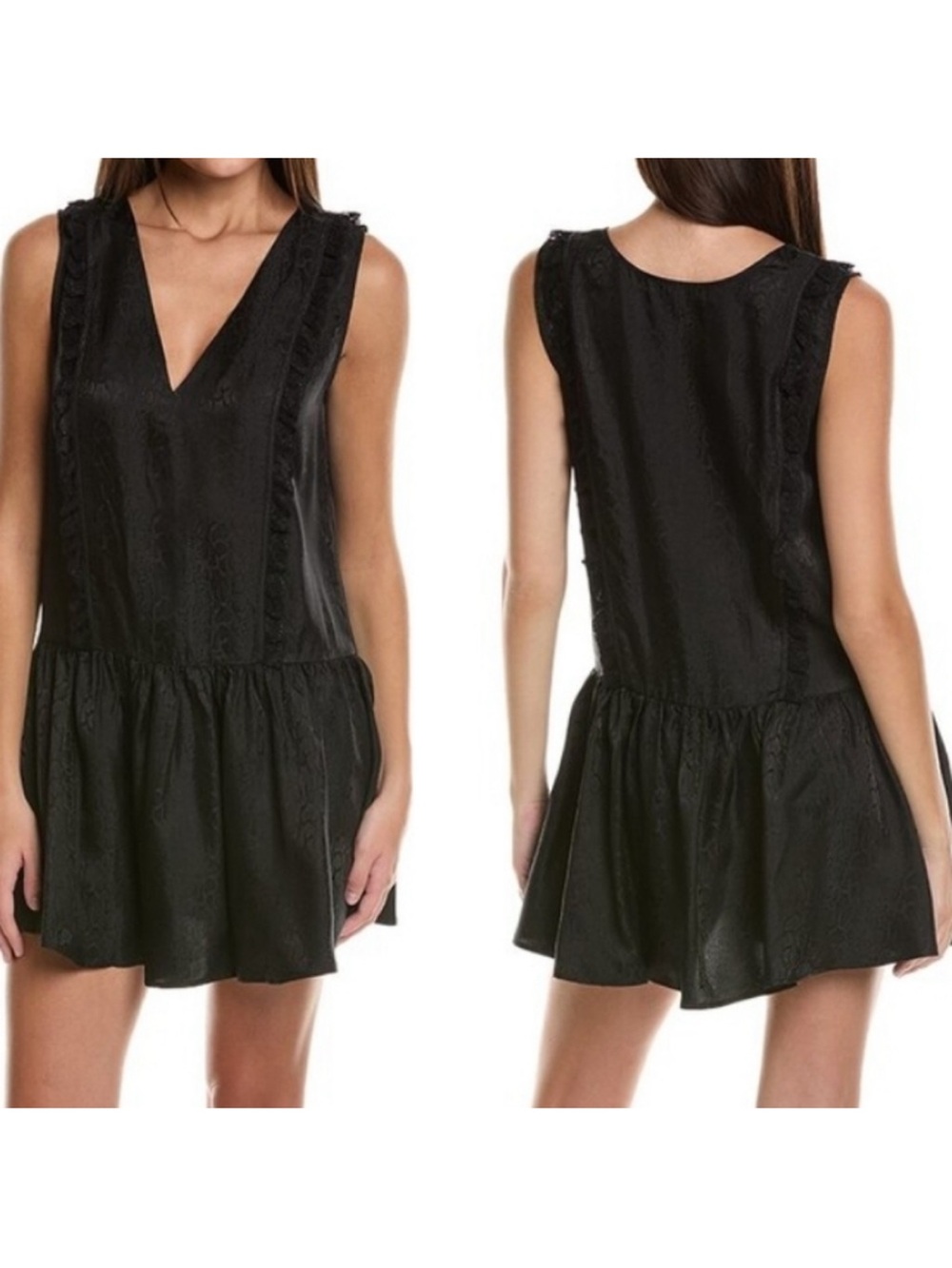 Rebecca Minkoff Valerie Womens Mini Dress Sz S Black Silk Viscose Drop Waist
